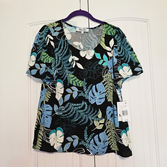 Mo-Ka Santa Fe Apparel Palm Print Skirt‎ and Top Set Made in USA Size Medium - Picture 2 of 15